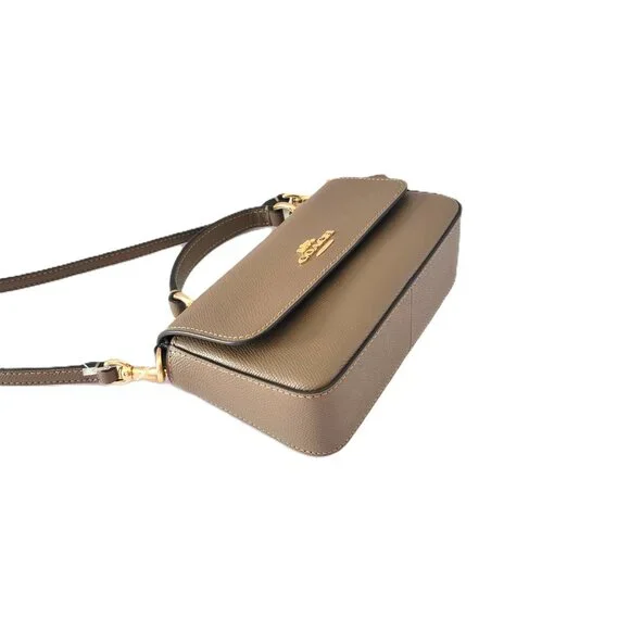 Coach CCK67 Mini Josie Top Handle Bag Crossbody Handbag Dark Stone Leather